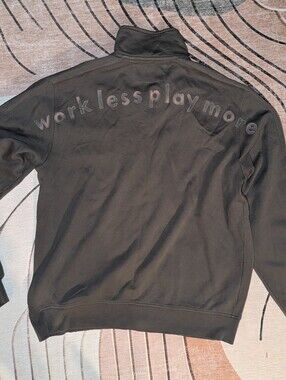 Guess Vintage 2000s "Work Less Play More" Grey Zip Jacket, Men's 2XL
